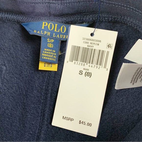 Polo Ralph Lauren boy's draw string fleece short navy blue pockets - Picture 5 of 6